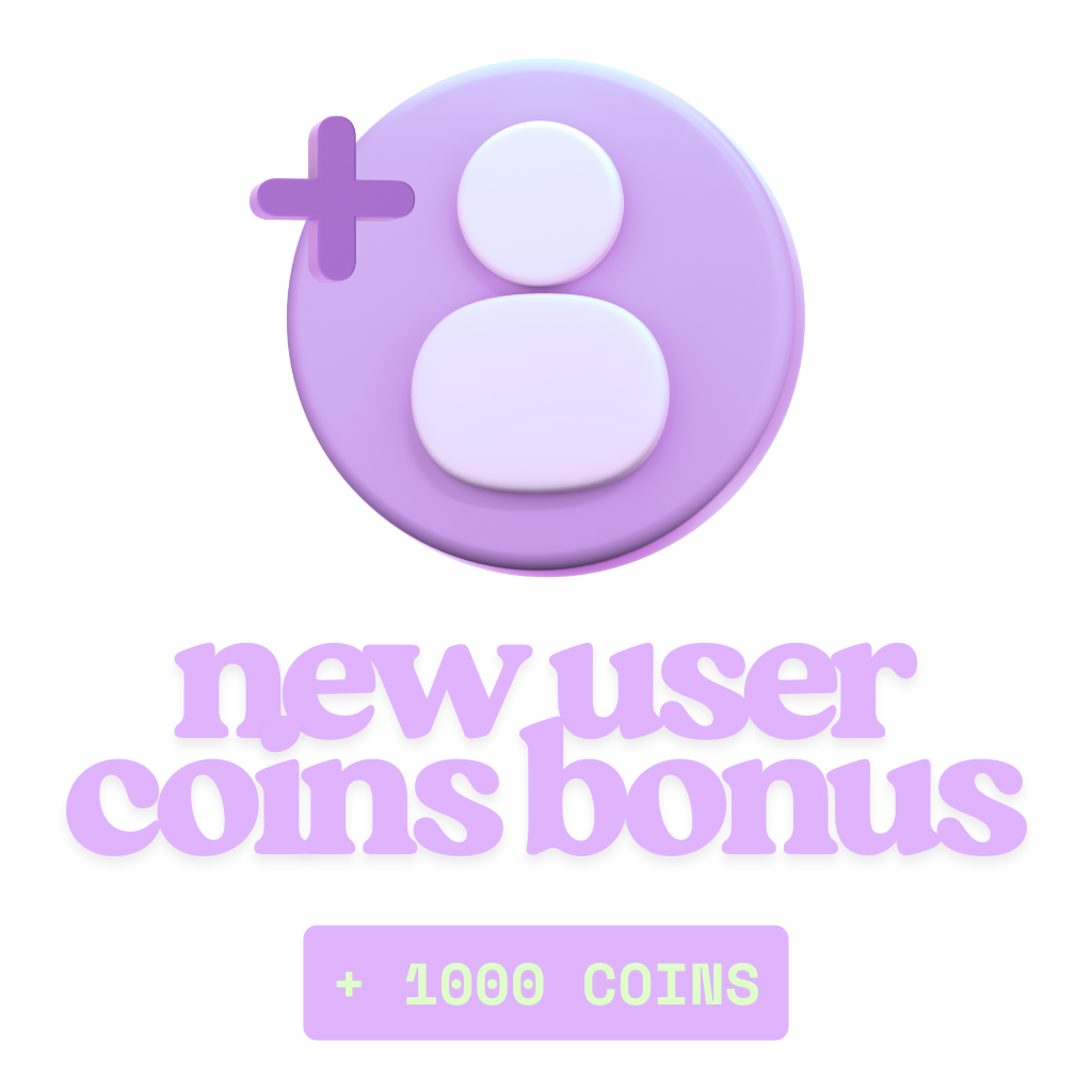 user icon with text new user coins bonus