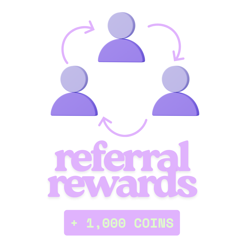 user icon with text referral rewards +1000 coins